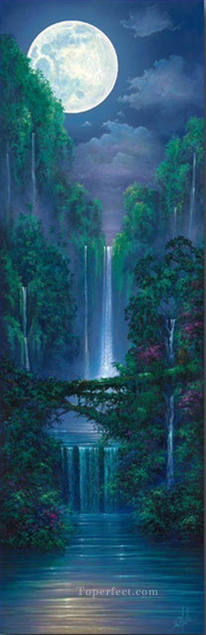 Moonlit Falls rainforest mountains Oil Paintings